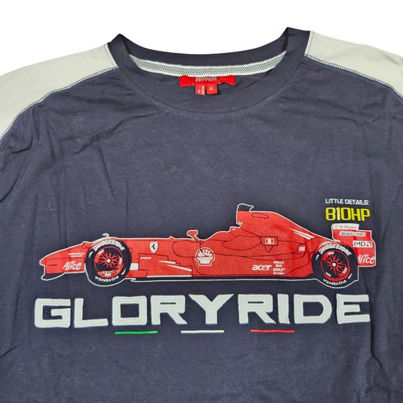 Scuderia Ferrari F1 Formula 1 Glory Ride Graphic T-Shirt Mens Navy White Size XL - Picture 2 of 10